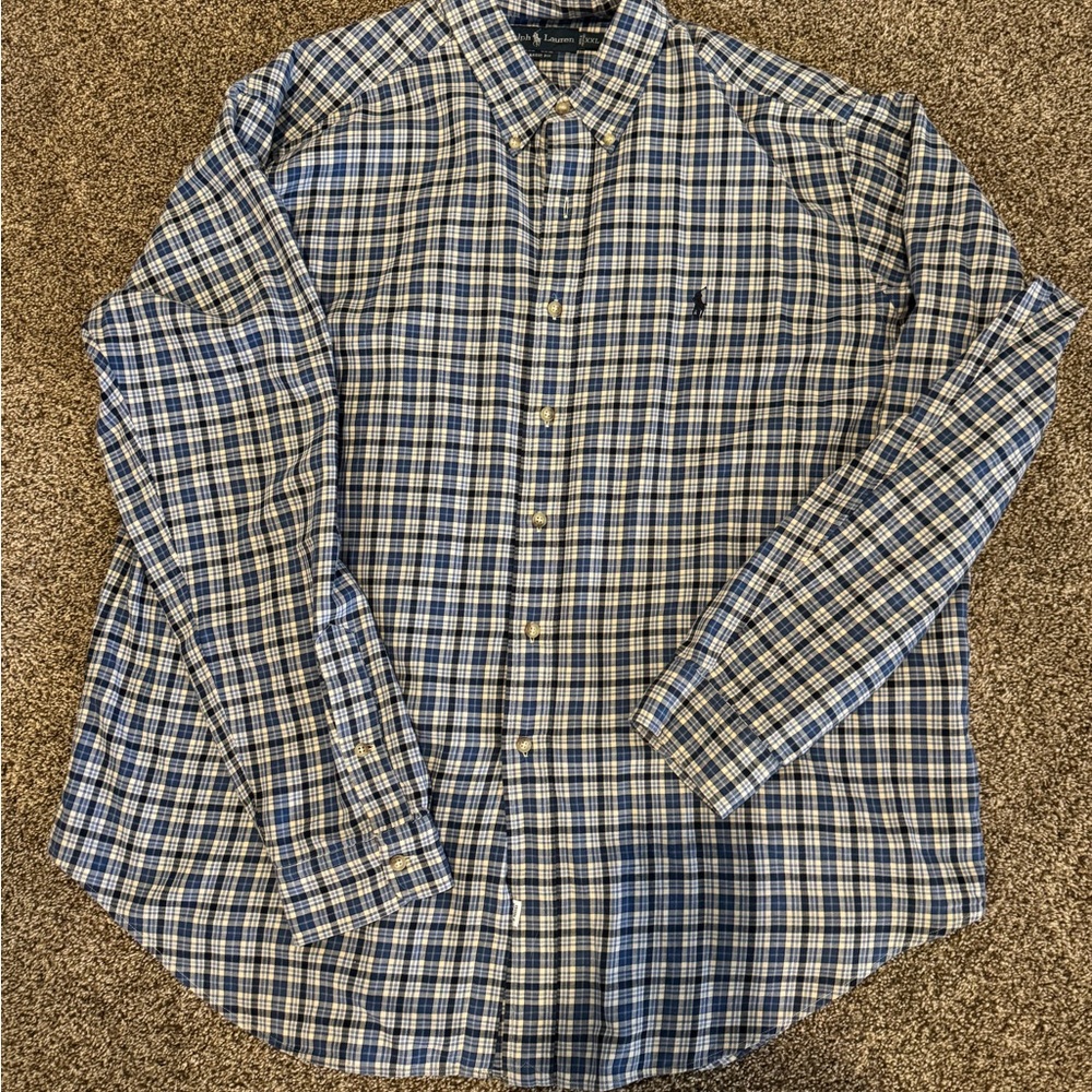 Ralph Lauren Blue and White Checkered Men's Shirt